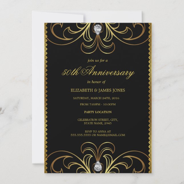 Invitación Aniversario de Bodas de Oro y Plata 50 (Anverso)