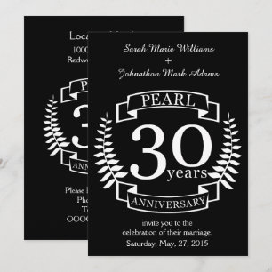 Invitación Aniversario de bodas de perla 30 años