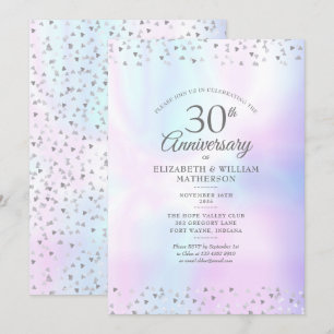Invitación Aniversario de bodas de perla con corazones de con