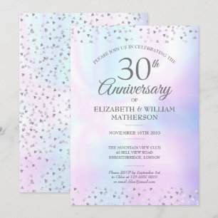 Invitación Aniversario de bodas de perlas Corazones Confeti 3