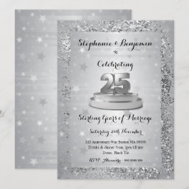 Invitación Aniversario de Bodas de Plata 25º Glitter Elegante