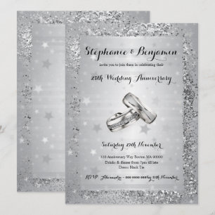 Invitación Aniversario de Bodas de Plata 25º Glitter Elegante