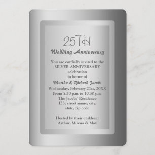 Invitación Aniversario de bodas de plata 25