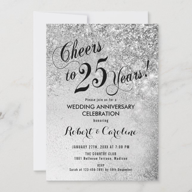 Invitación Aniversario de Bodas de Plata 25 años (Anverso)