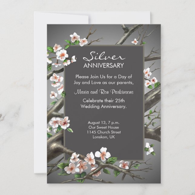 Invitación Aniversario de bodas de plata - 25 años (Anverso)