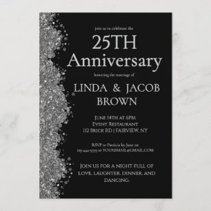 Invitación Aniversario de Bodas de Plata 25 años con Brillo F