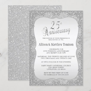 Invitación Aniversario de Bodas de Plata 25   Texto DIY