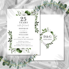 Invitación Aniversario de Bodas de Plata con Monograma Floral