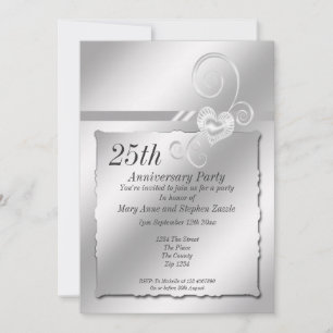 Invitación Aniversario de Bodas de Plata Corazón