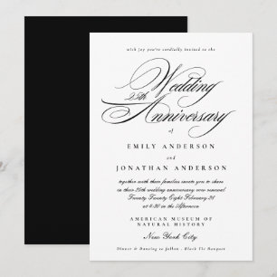 Invitación Aniversario de Bodas de Plata en Caligrafía Negra