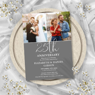 Invitación Aniversario de Bodas de Plata Entonces y Ahora 2 F