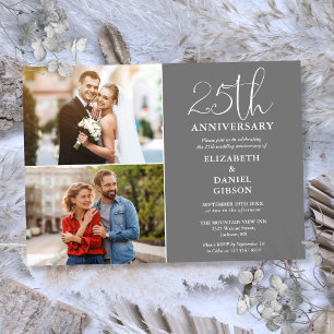 Invitación Aniversario de Bodas de Plata Entonces y Ahora 2 F