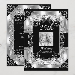 Invitación Aniversario de Bodas de Plata Floral 25