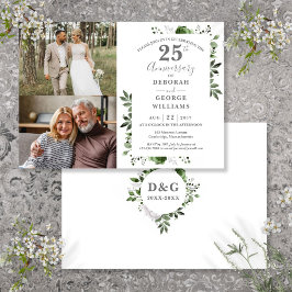 Invitación Aniversario de bodas de plata floral 25 entonces y