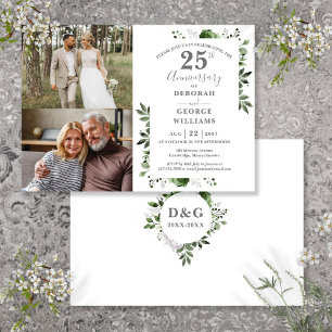 Invitación Aniversario de bodas de plata floral 25 entonces y
