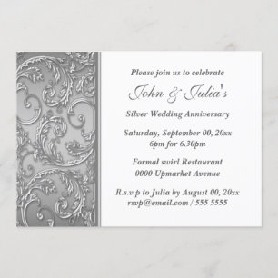 Invitación Aniversario de bodas de plata floral espiral