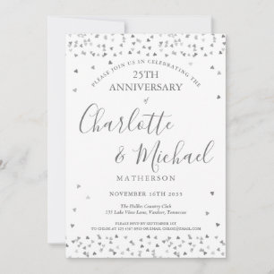 Invitación Aniversario de Bodas de Plata número 25 con Corazo