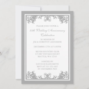 Invitación Aniversario de Bodas de Plata número 25 con Florit