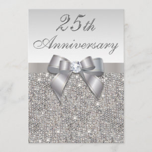 Invitación Aniversario de Bodas de Plata número 25 con Lentej