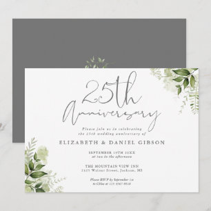 Invitación Aniversario de Bodas de Plata número 25 con Letra 