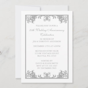 Invitación Aniversario de Bodas de Plata número 25 con Voluta