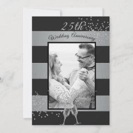 Invitación Aniversario de Bodas de Plata número 25 Foto Negra