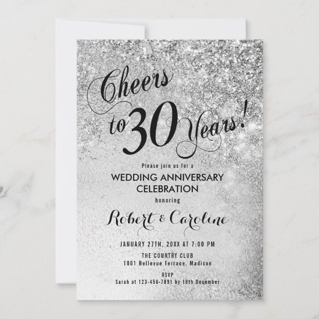 Invitación Aniversario de bodas de plata número 30 (Anverso)