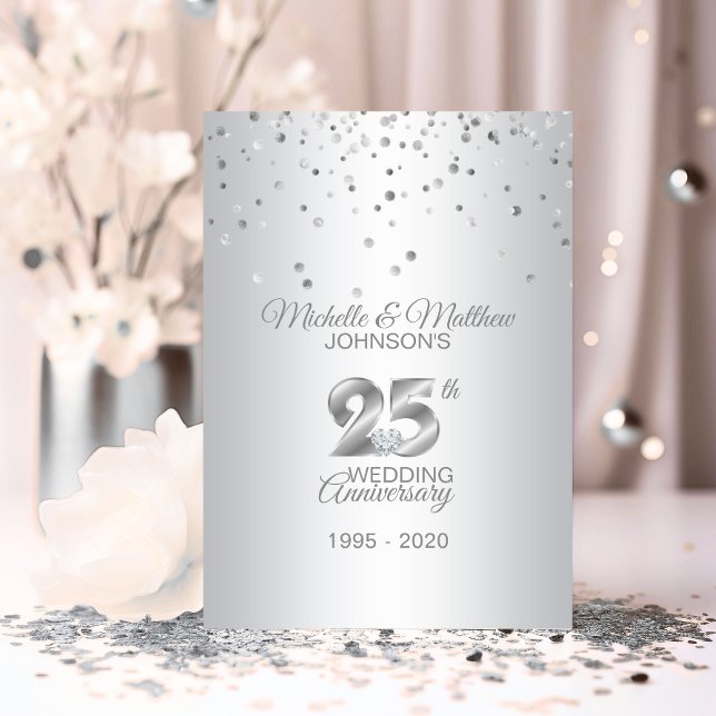 Invitación Aniversario de bodas de plata personalizado 25 (Personalized 25th Silver Wedding Anniversary Invitation)
