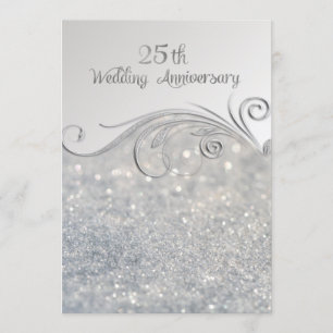 Invitación Aniversario de Bodas de Plata Sparkle Silver 25