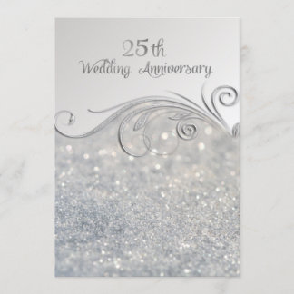 Invitación Aniversario de Bodas de Plata Sparkle Silver 25