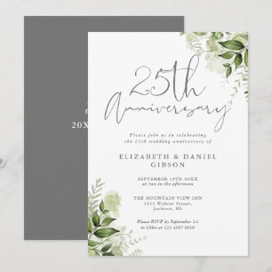 Invitación Aniversario de Bodas de Plata Vegetación Guión Pla