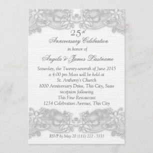 Invitación Aniversario de bodas de plata victoriano floral