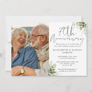Invitación Aniversario de Bodas de Platino Flora Verde
