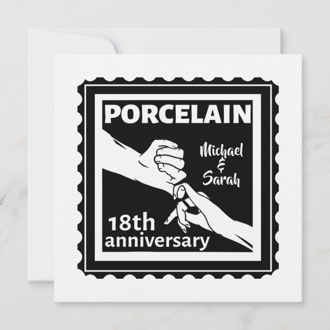 Invitación aniversario de bodas de porcelana 18 (Anverso)