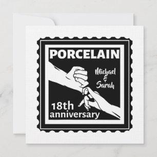 Invitación aniversario de bodas de porcelana tradicional 18