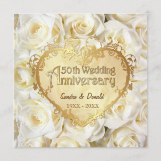 Invitación Aniversario de Bodas de Rosa Blanca 50