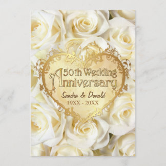 Invitación Aniversario de Bodas de Rosa Blanca 50