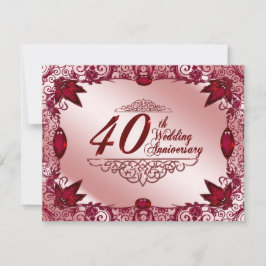 Invitación aniversario de bodas de rubí 40º 4.25x5