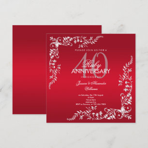 Invitación Aniversario de bodas de Rubí 40 años