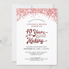 Invitación Aniversario de bodas de rubí con confeti