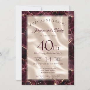 Invitación Aniversario de Bodas de Rubí Elegante de 40 Años