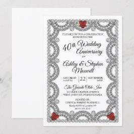 Invitación Aniversario de bodas de rubí y diamante 40ª fiesta