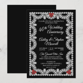 Invitación Aniversario de bodas de rubí y diamante de Ruby y 