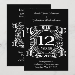 Invitación aniversario de bodas de seda número 12