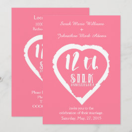 Invitación aniversario de bodas de seda número 12 tradicional