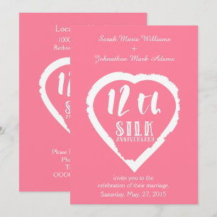 Invitación aniversario de bodas de seda número 12 tradicional