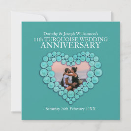 Invitación Aniversario de bodas de turquesa 11 años foto