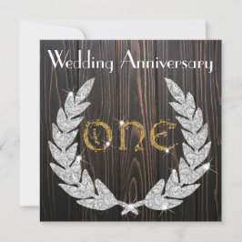 Invitación Aniversario de bodas Diamond Laurel & Gold 1