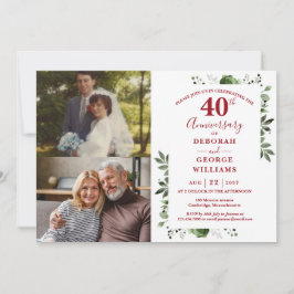 Invitación Aniversario de bodas floral 40 entonces y ahora 2 