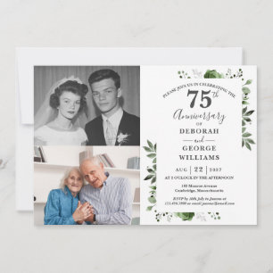 Invitación Aniversario de bodas floral 75 años entonces y aho